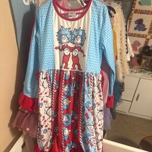 Dash of Glitter Dr Suess thing 1 & 2 shabby chic bow dress read across America 8